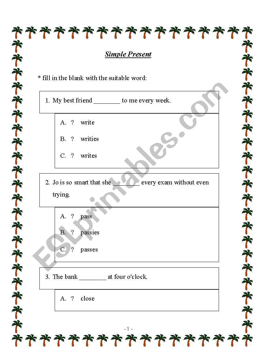 present simple worksheet