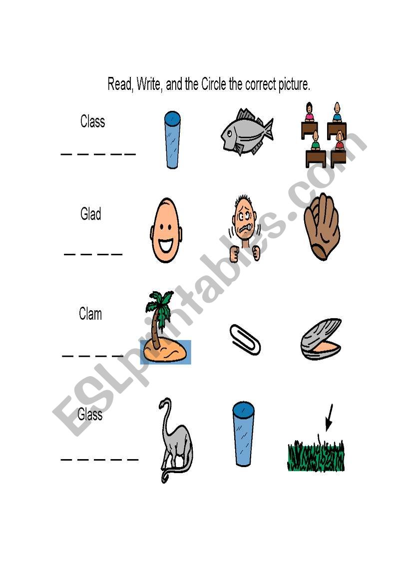 Short A and consonant blends worksheet