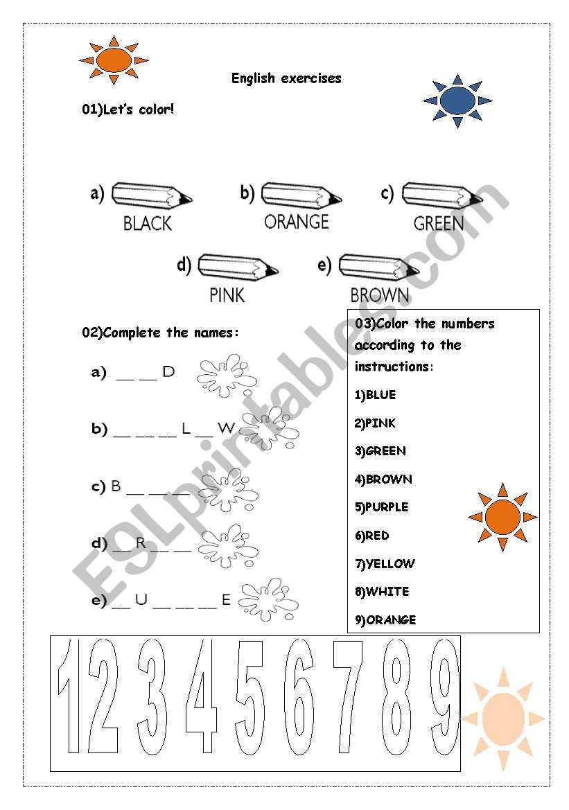 colors worksheet