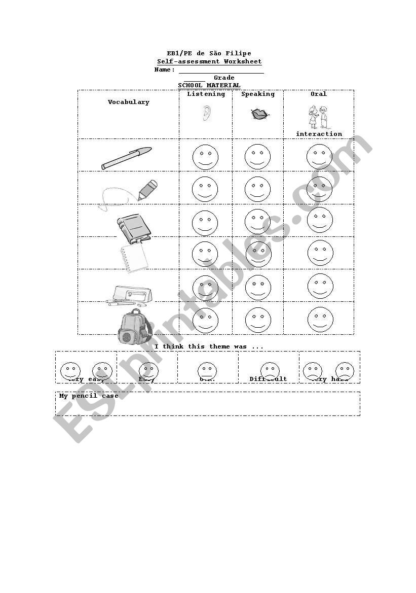 classroom material worksheet