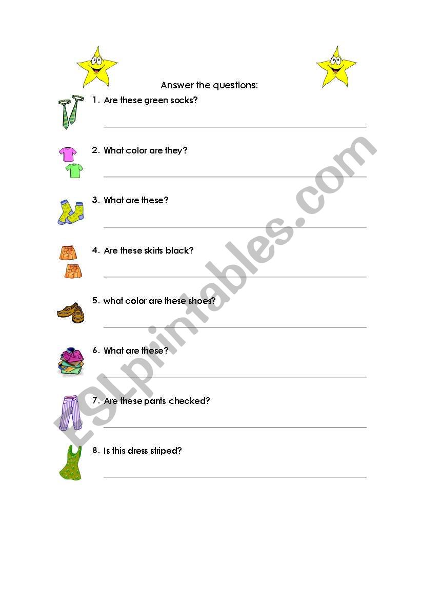Ws about Clothes  worksheet