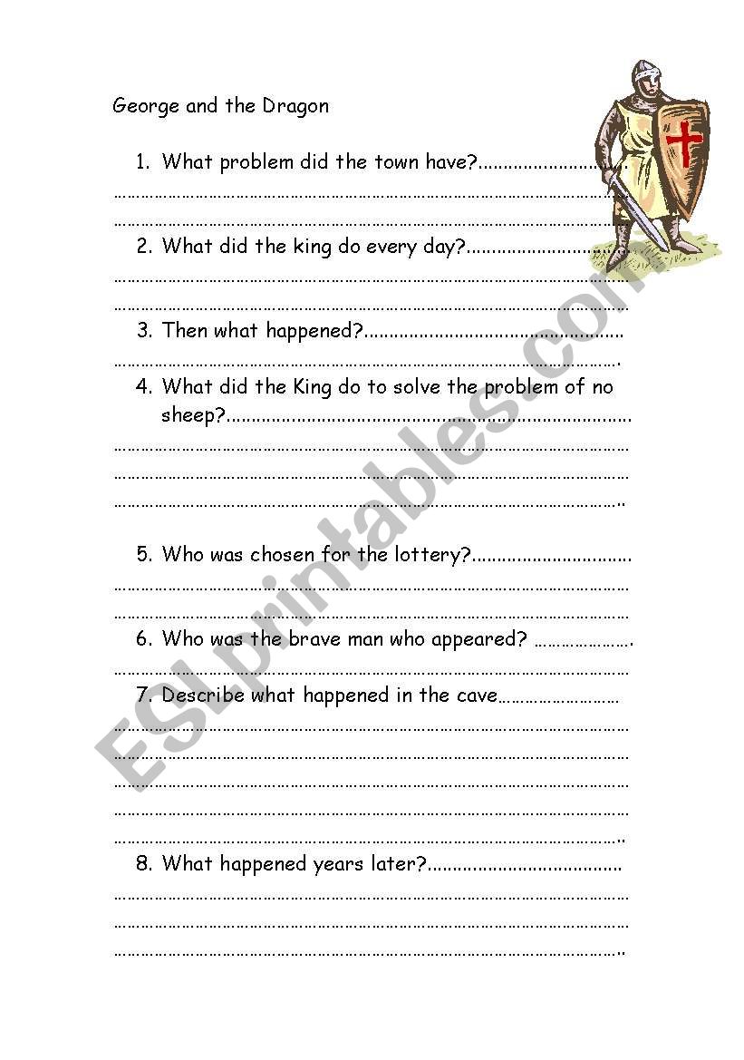 george and the dragon worksheet