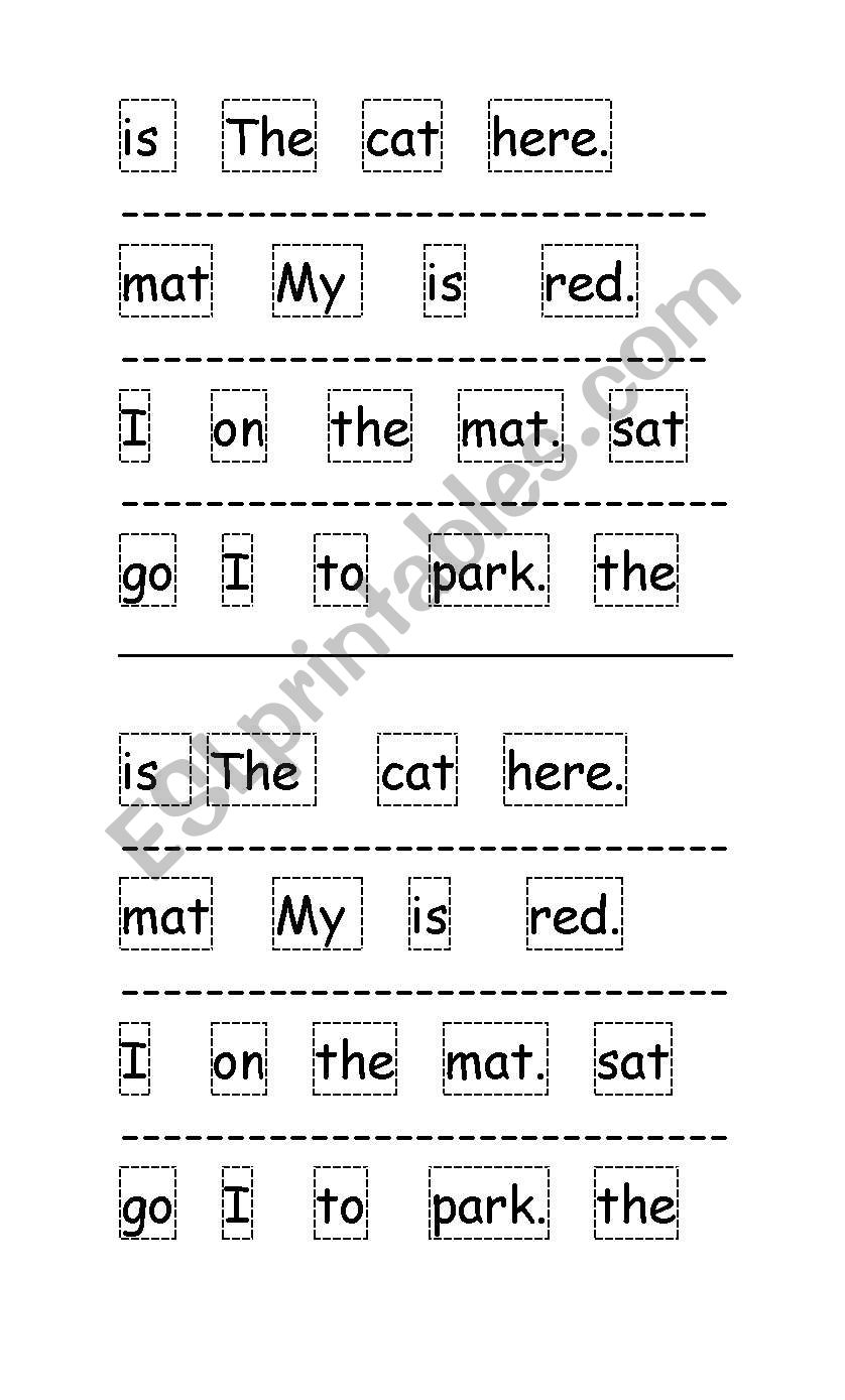 organize sentences worksheet