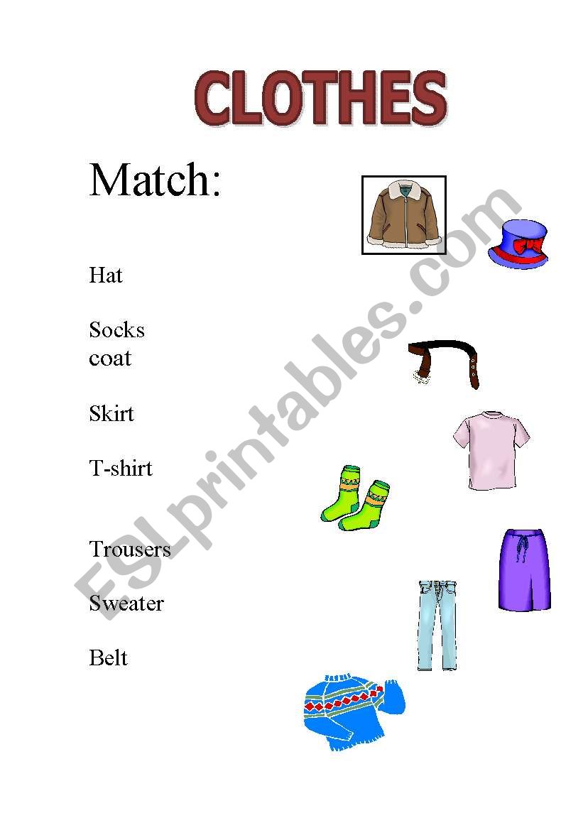 matching clothes worksheet