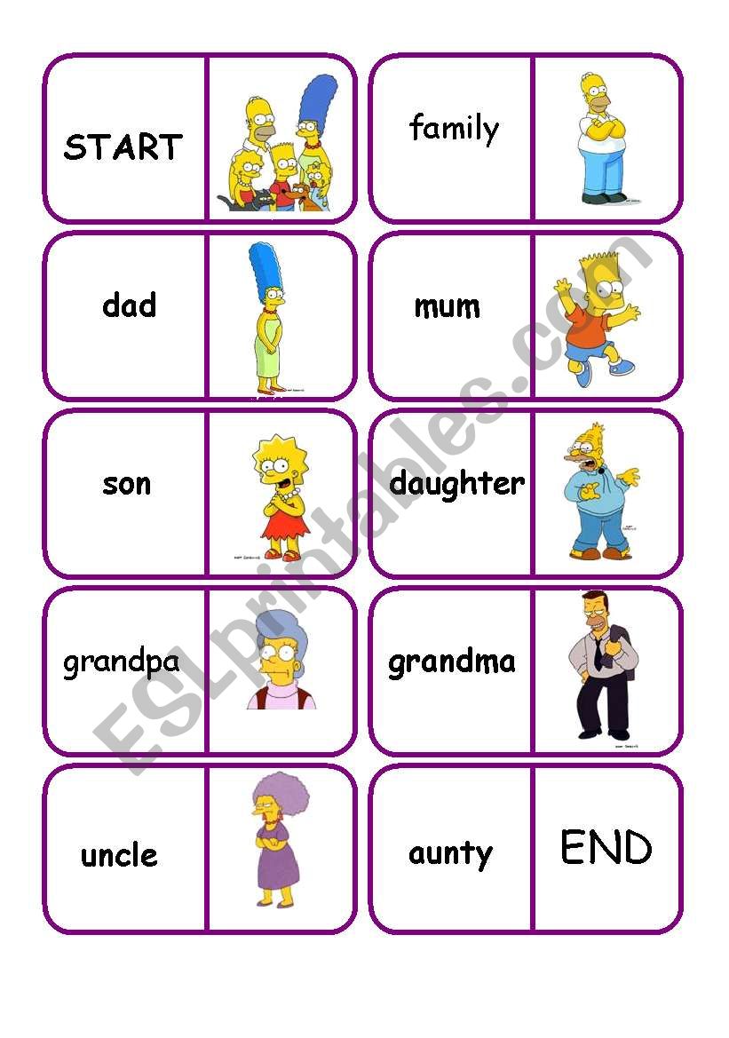 family dominoes worksheet