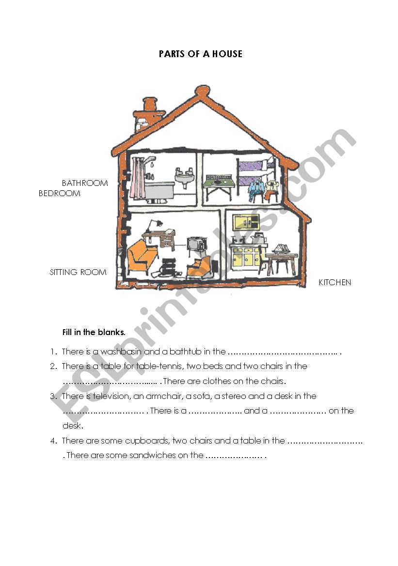PARTS OF A HOUSE worksheet