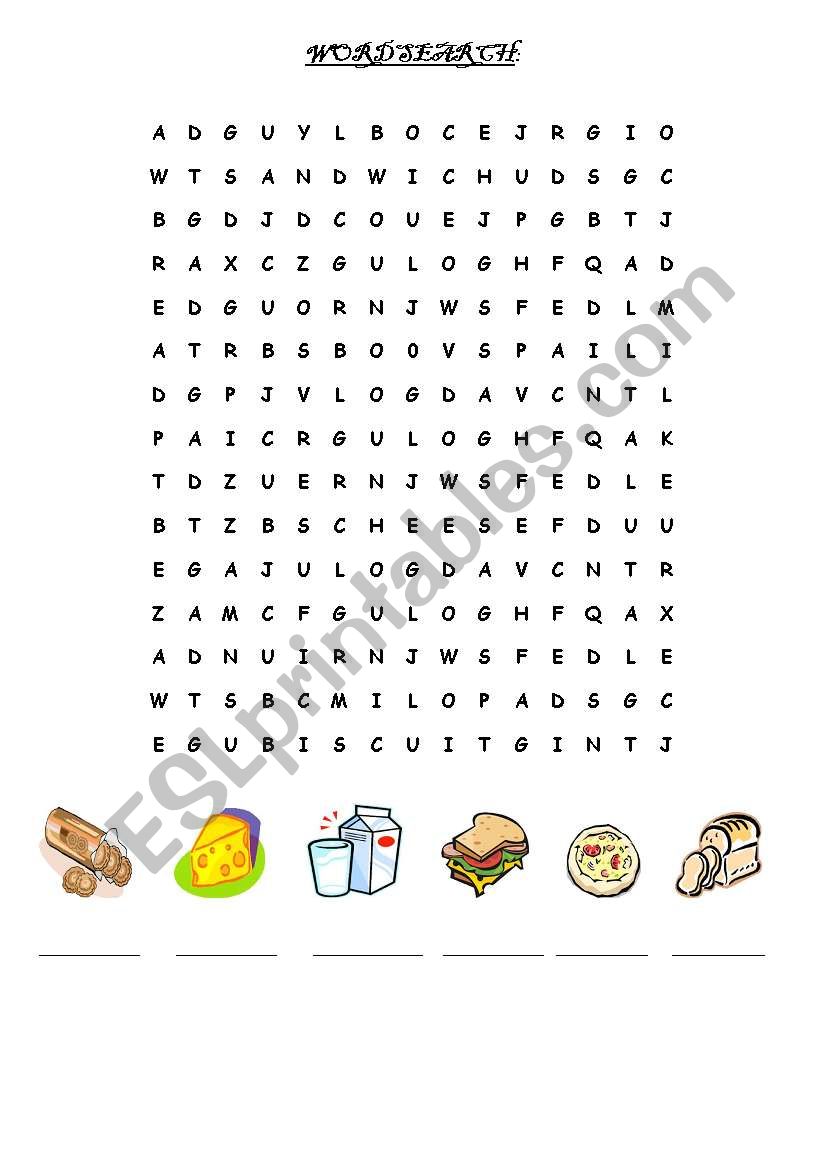 WORDSEARCH FOOD worksheet