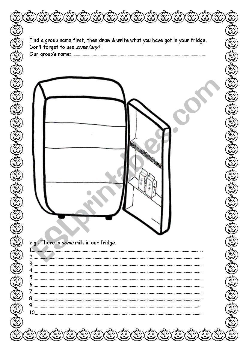 our fridge worksheet