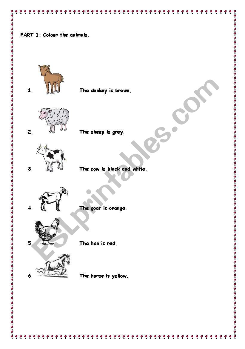 farm animals worksheet