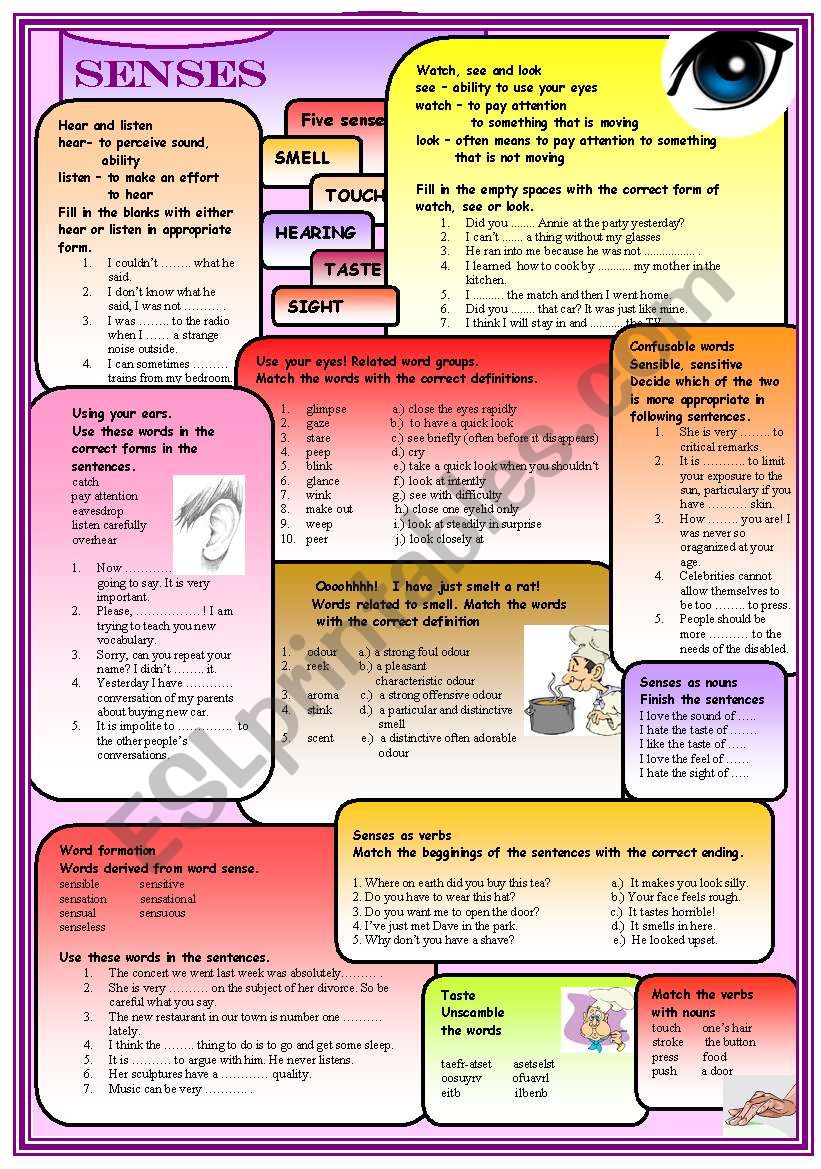 Senses worksheet