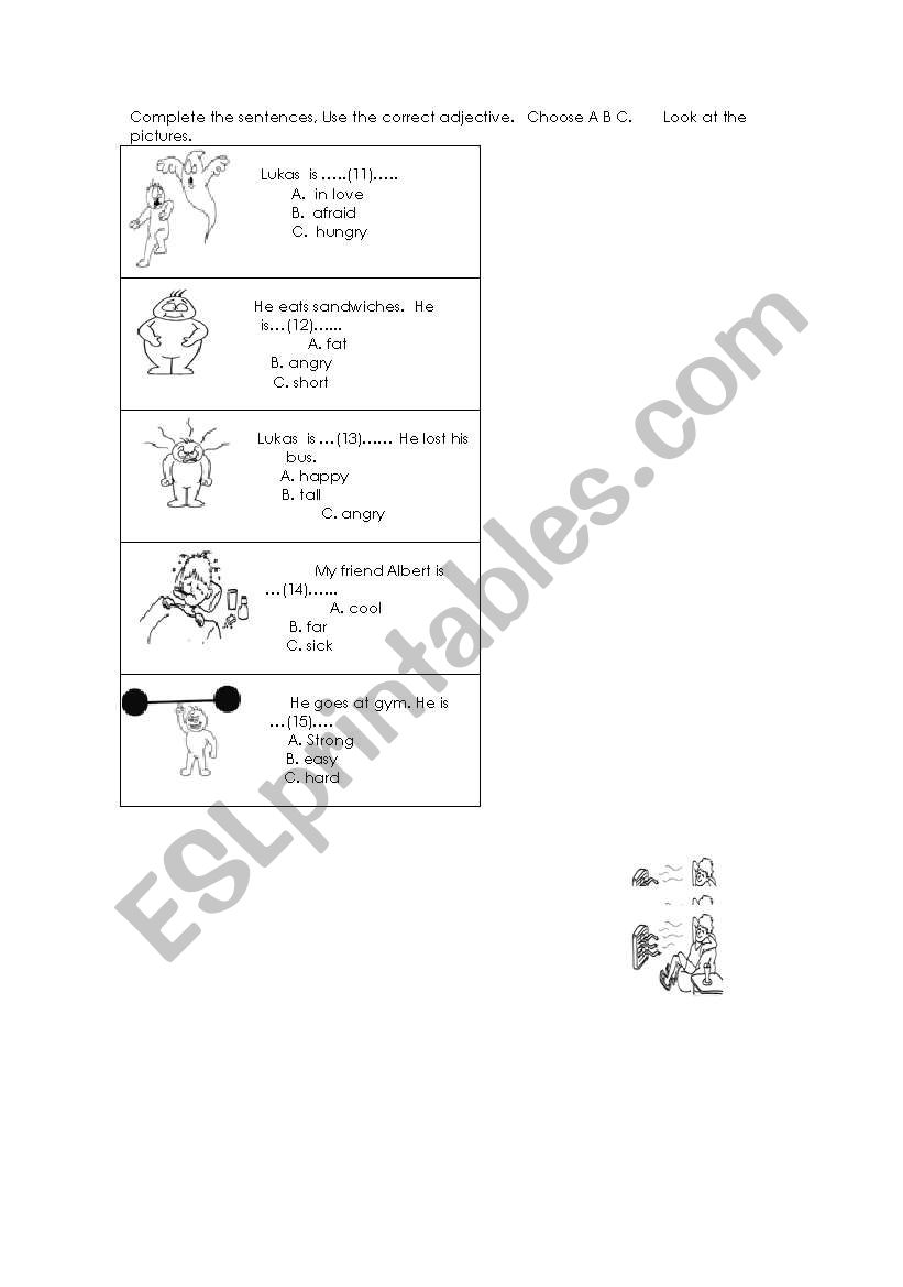 Complete using adjectives worksheet