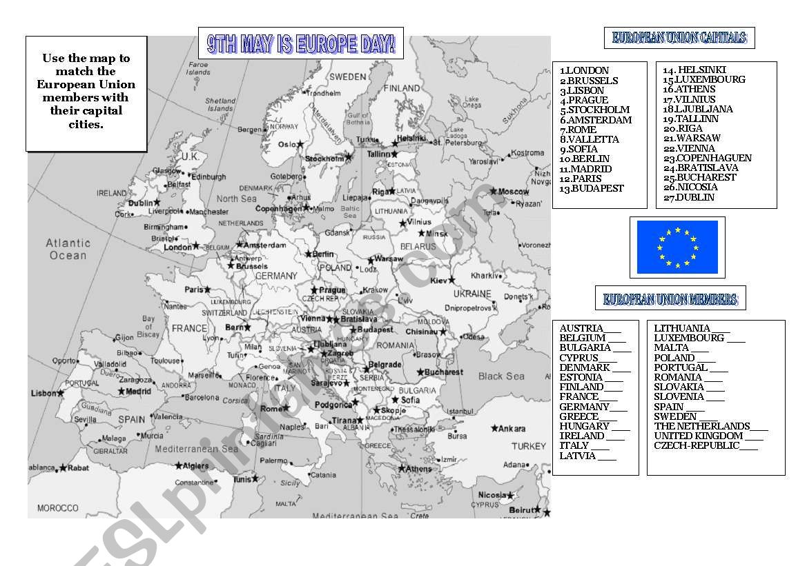 9TH MAY IS EUROPE DAY! worksheet