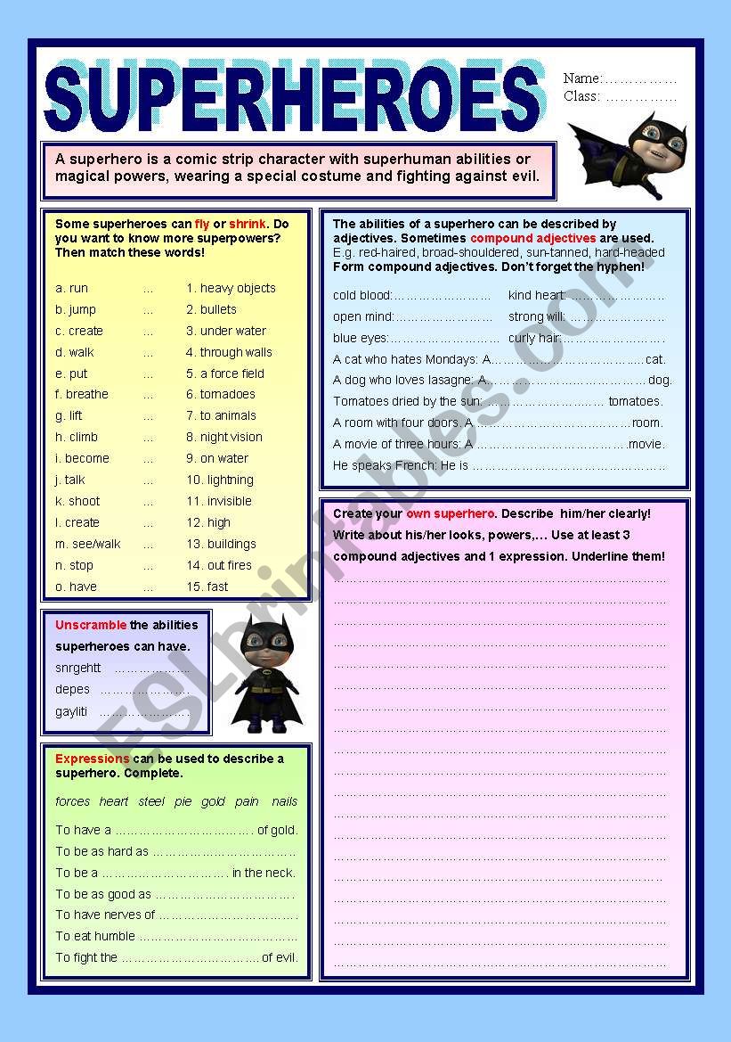 Superheroes  worksheet