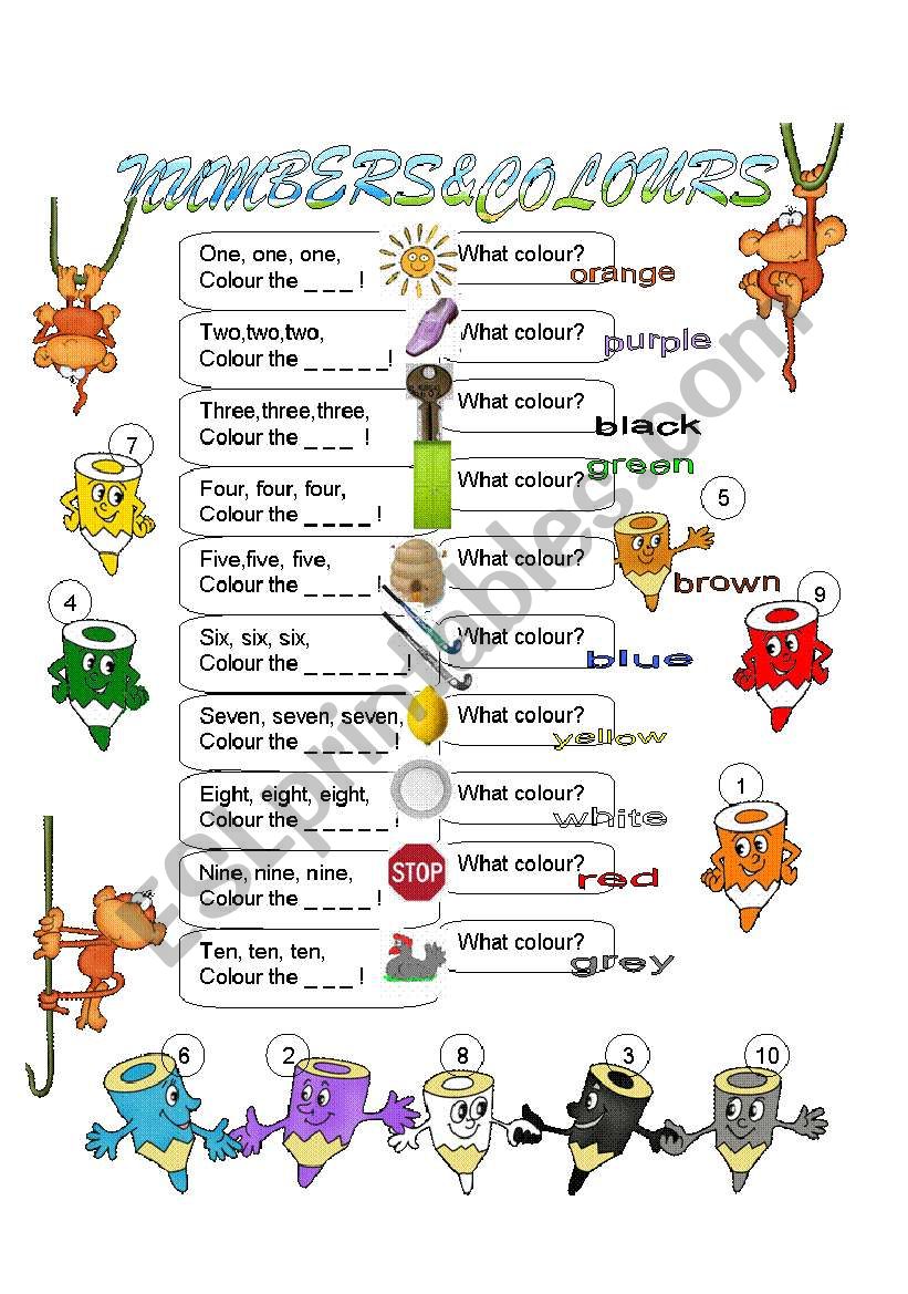 Numbers&colours worksheet