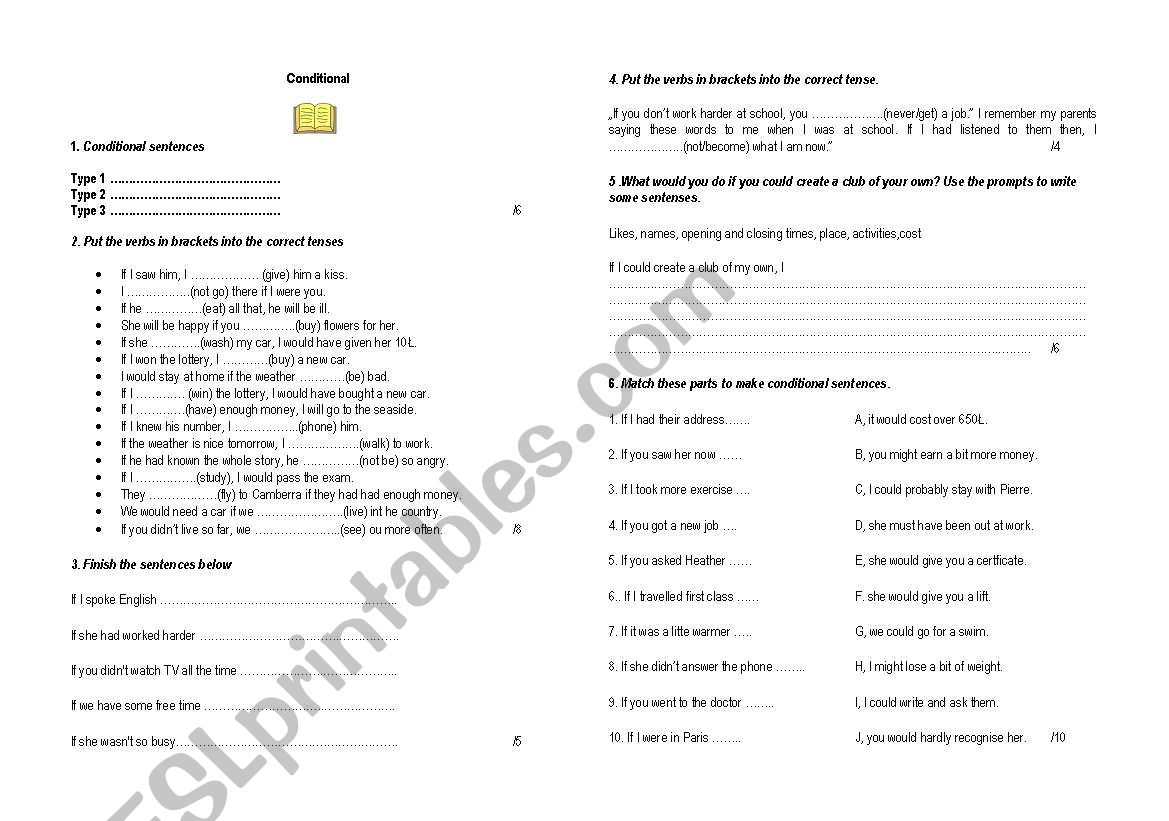 Conditionals exercises worksheet