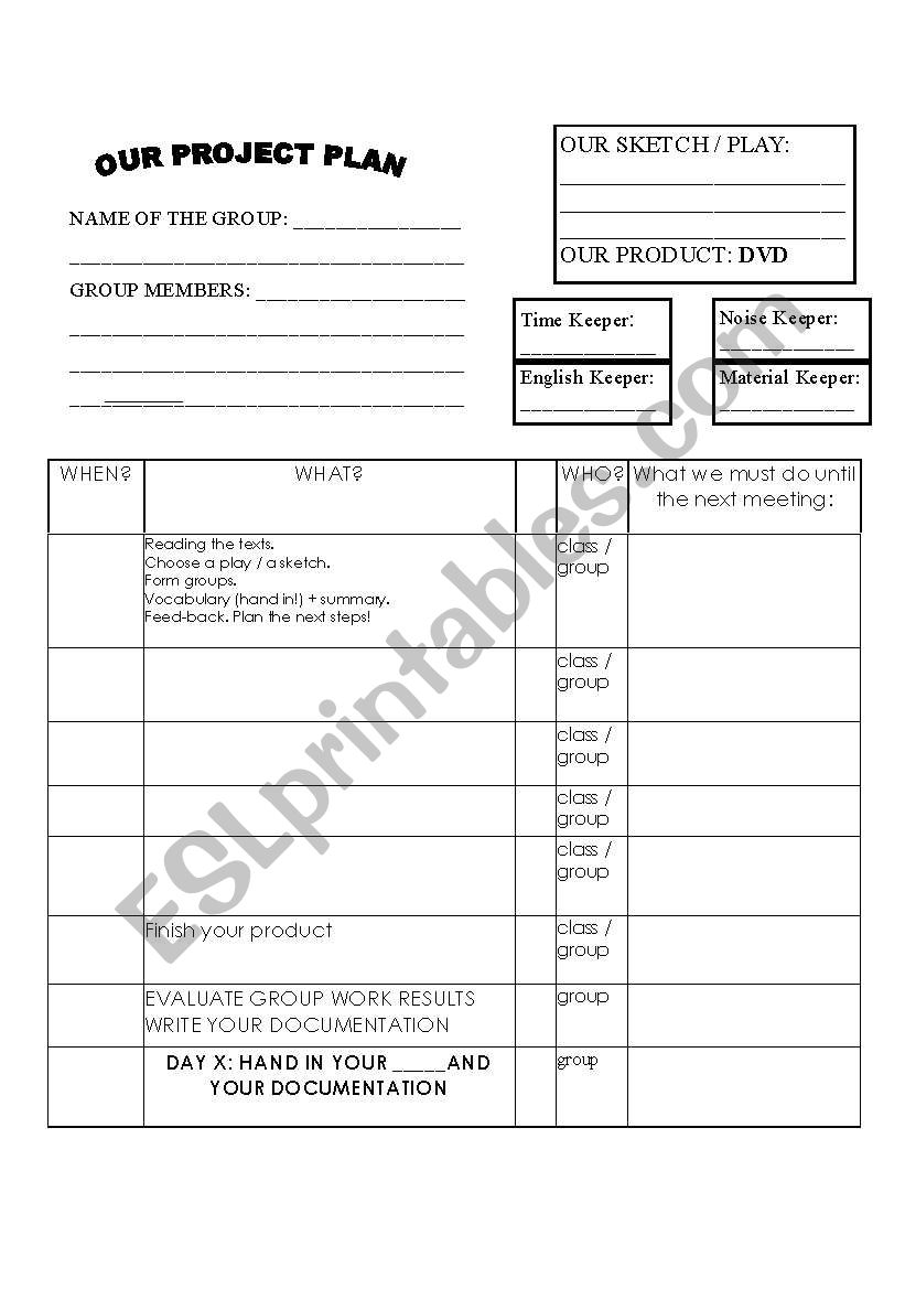 Our project plan worksheet