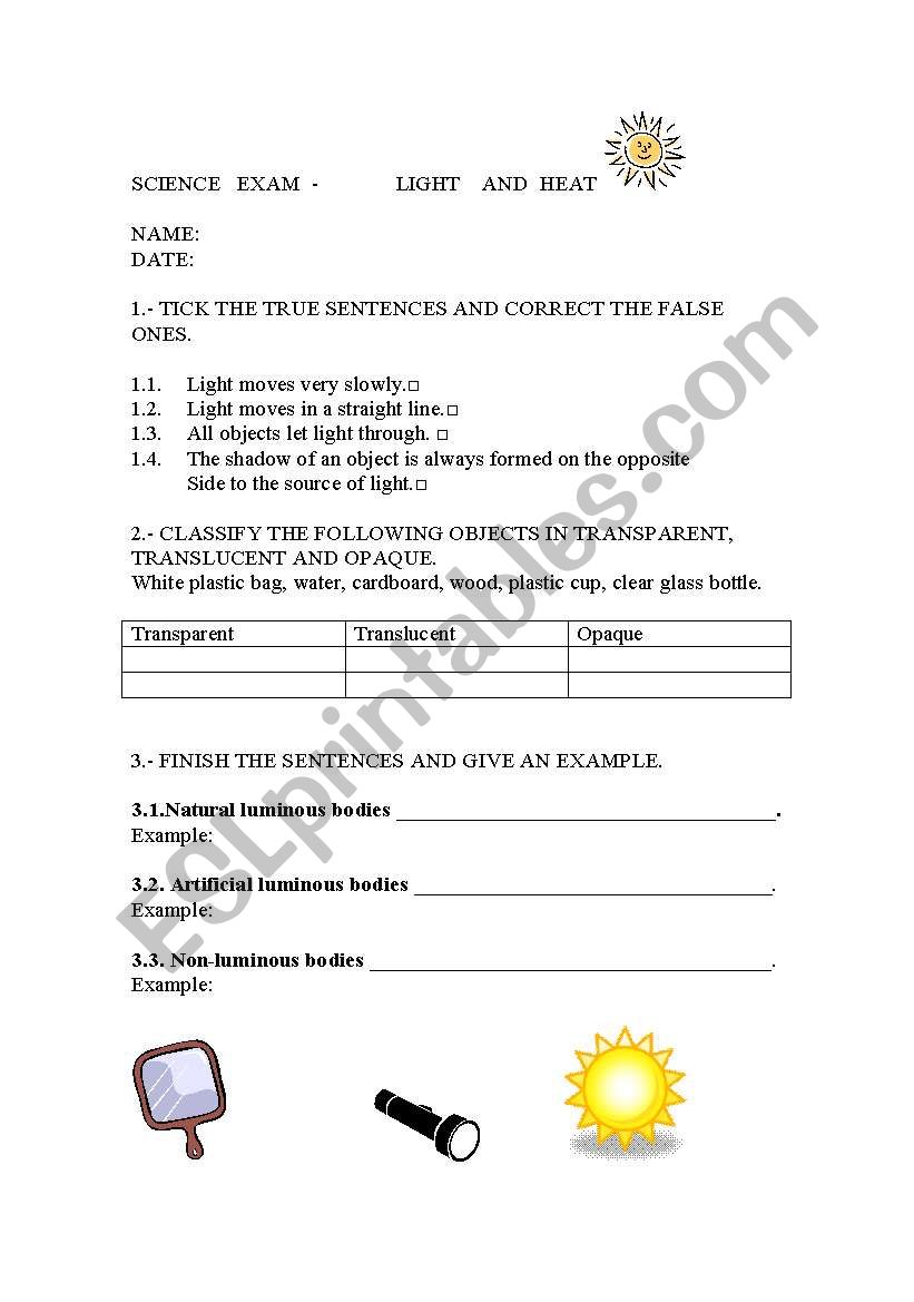 SCIENCE  TEST worksheet