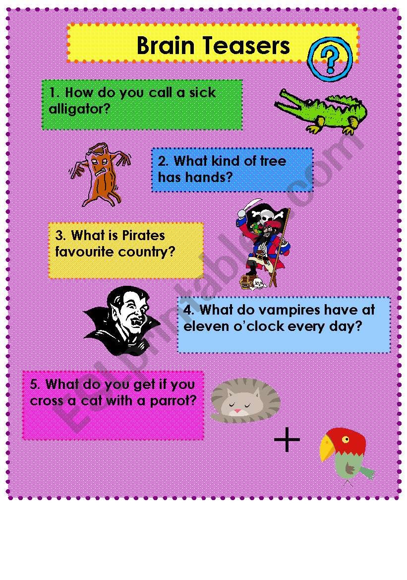 Brain teasers worksheet