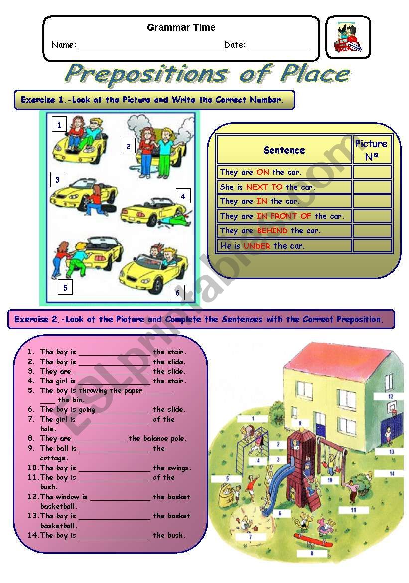 Prepositions of Place - With Answer Key - 20/04/09 -