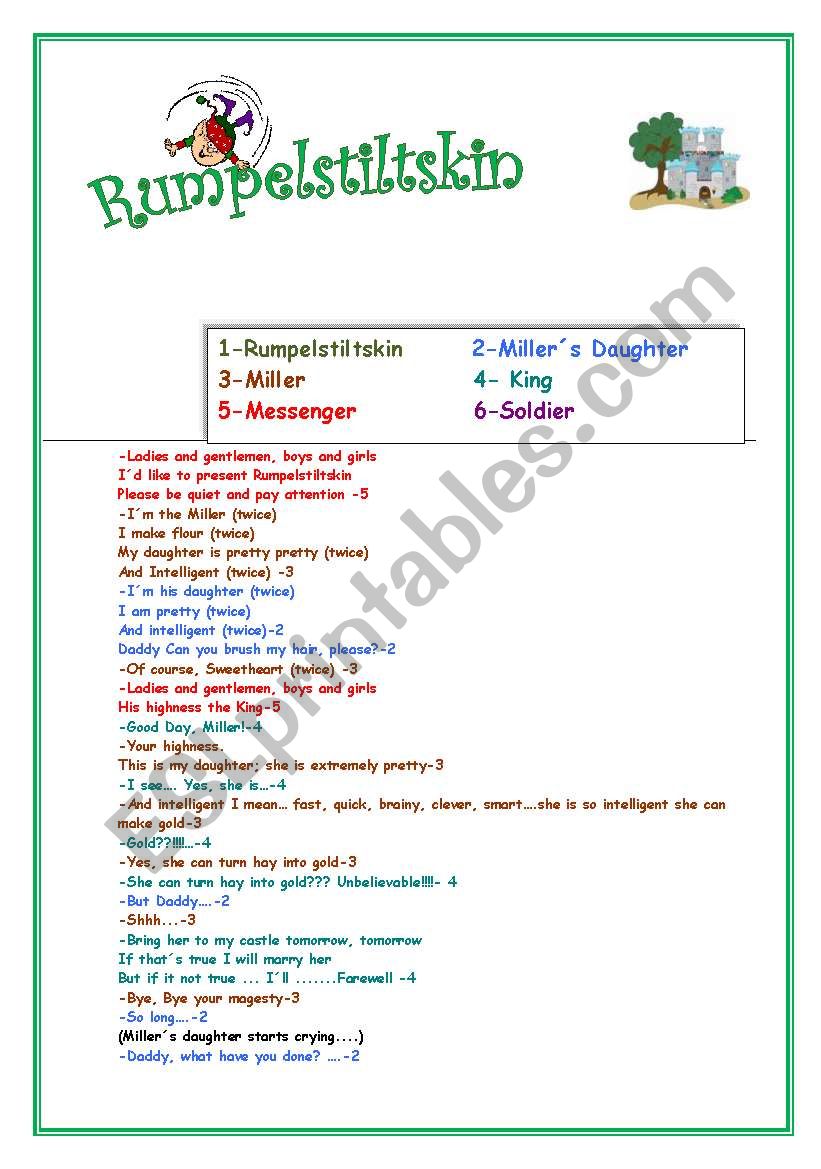 Rumpelstiltskin Drama Script worksheet