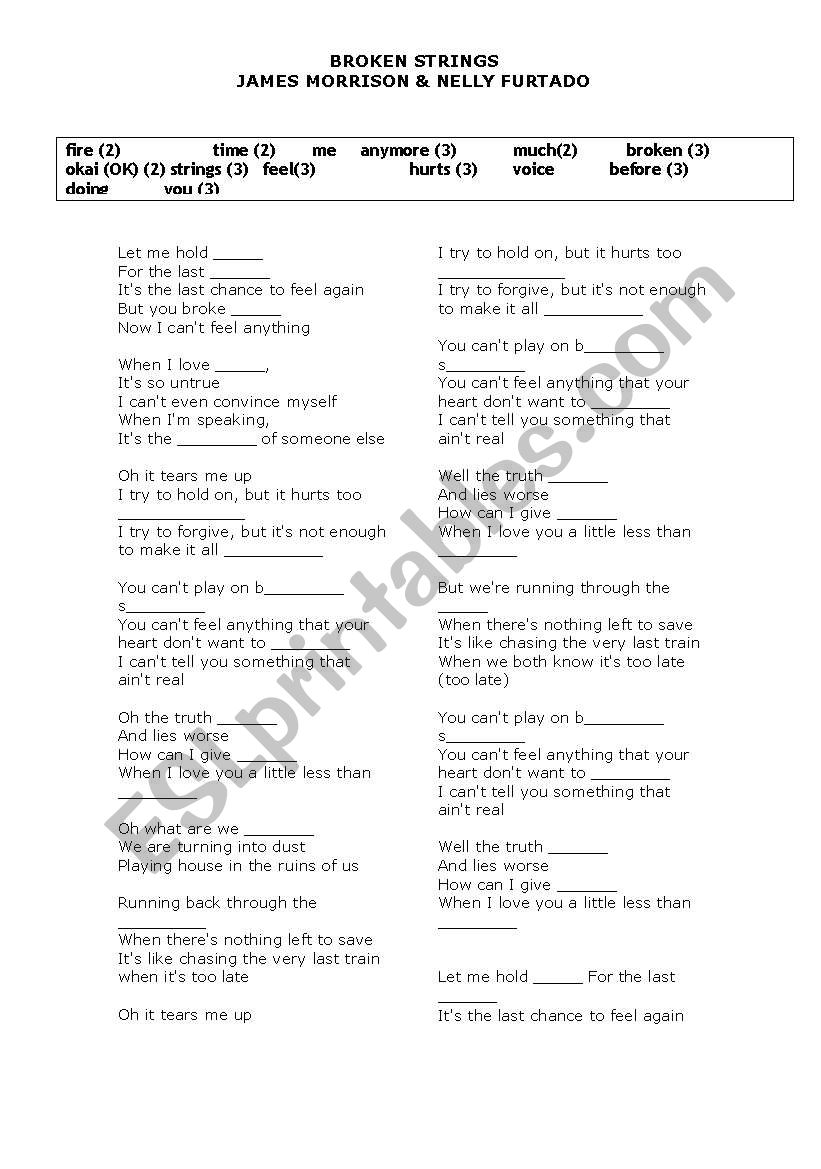 Broken Strings worksheet