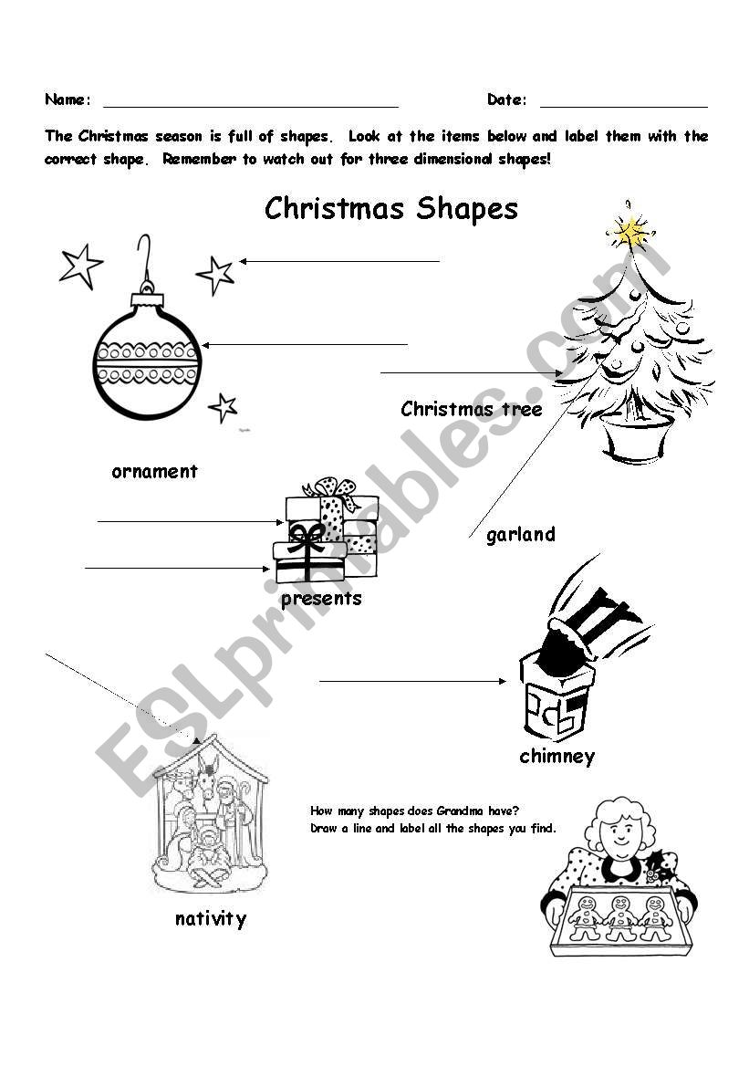 Christmas Shapes worksheet