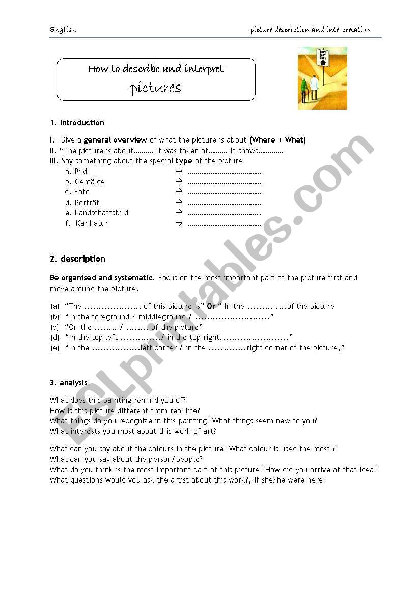 Picture description worksheet