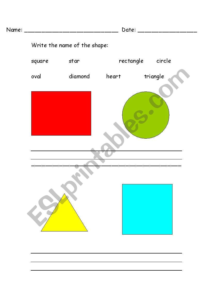 WRITE THE SHAPES worksheet