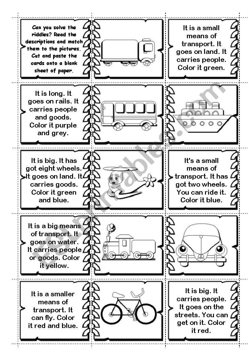 Transport riddles / domino (14  means of transport)