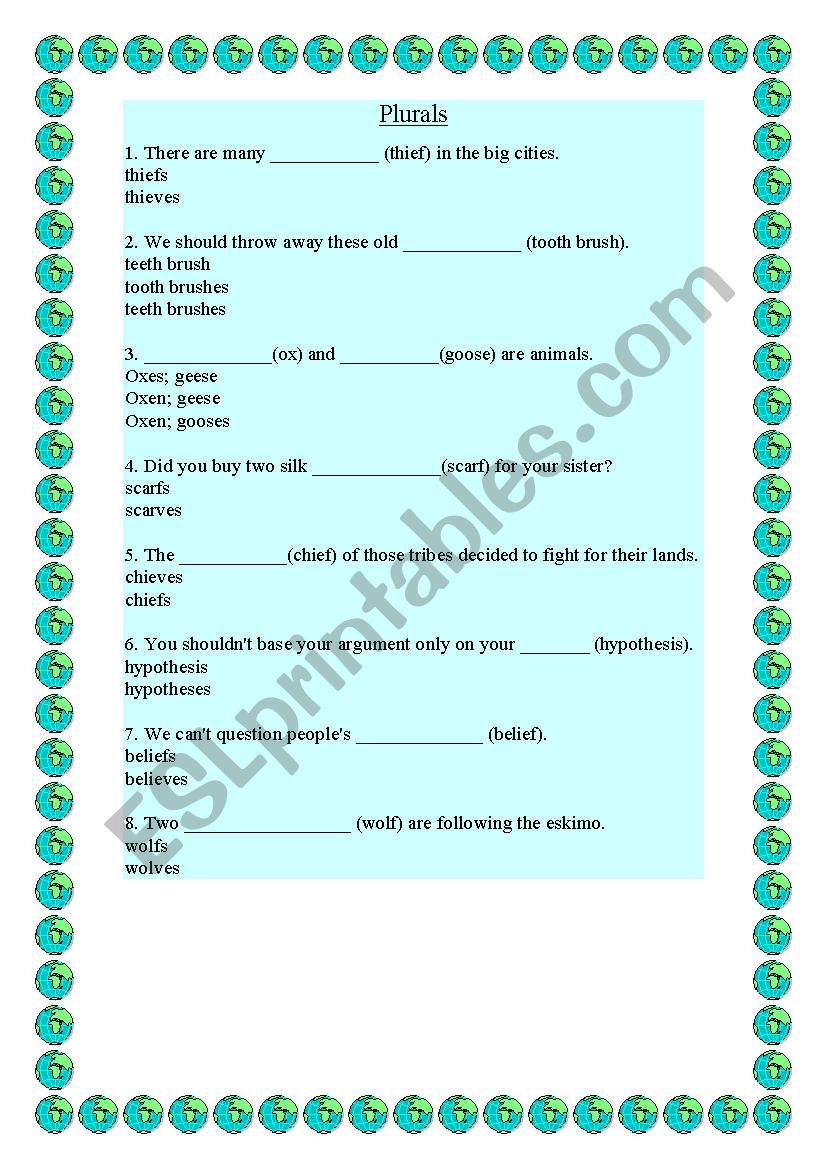 ws to practice plural nouns worksheet