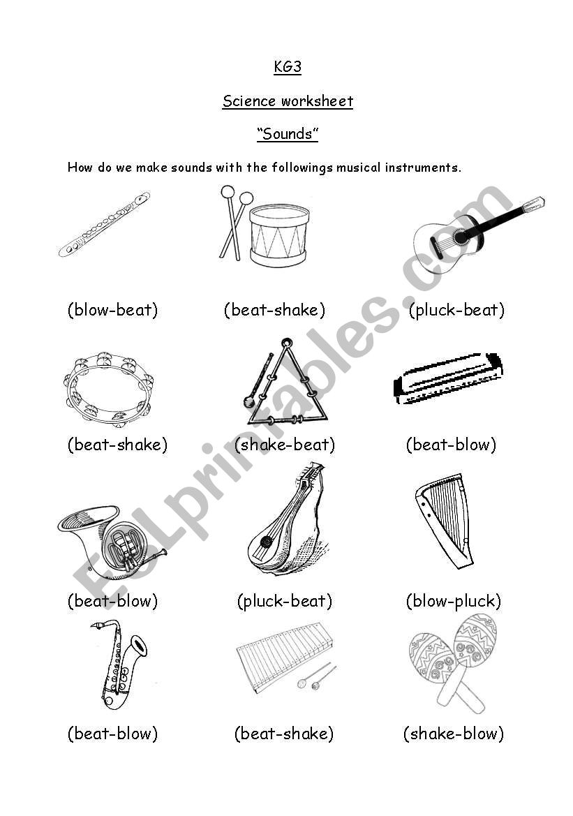 Musical instruments worksheet