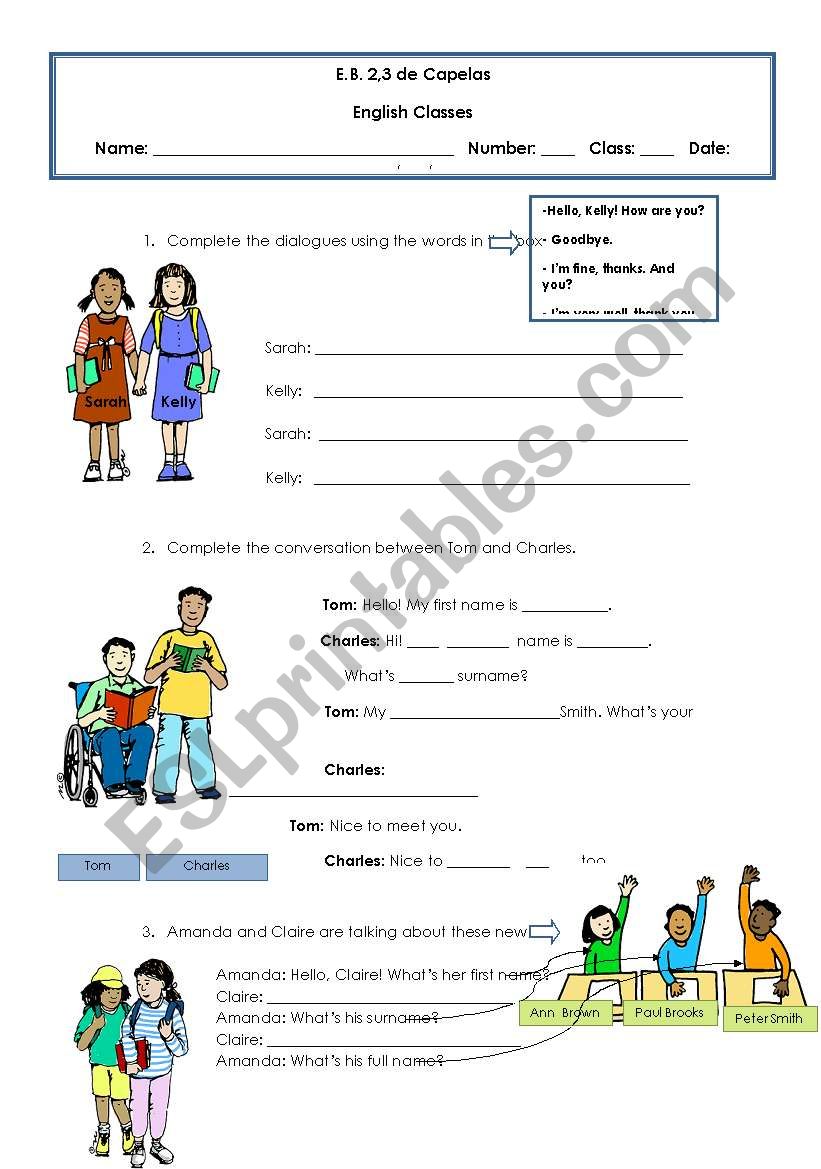 Greetings worksheet