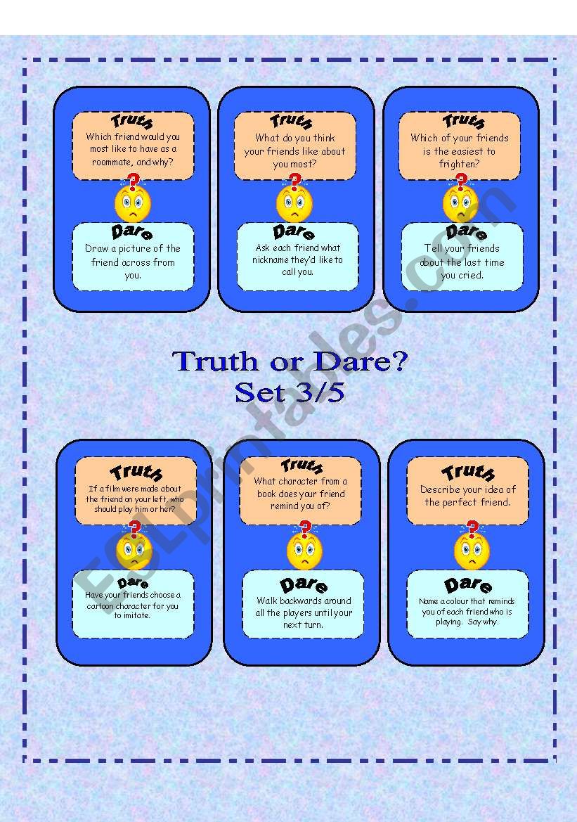 Truth or Dare? - Set 3/5 worksheet