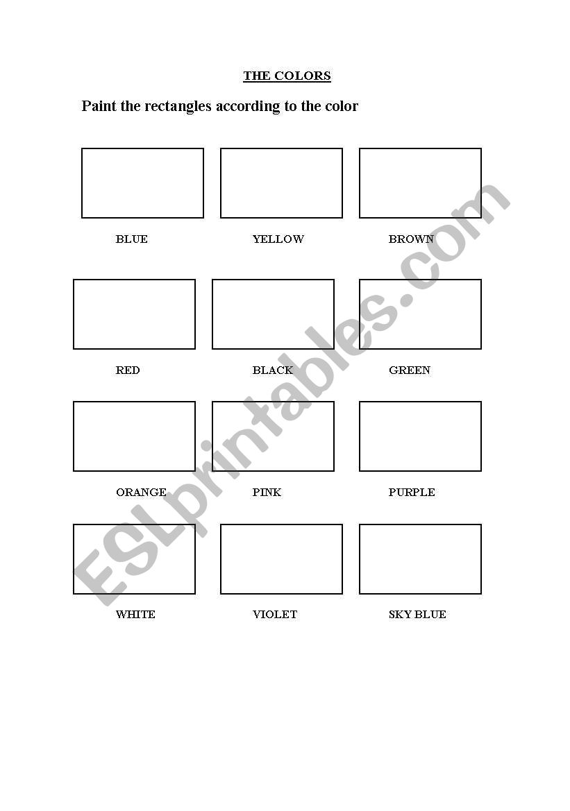 the colours worksheet