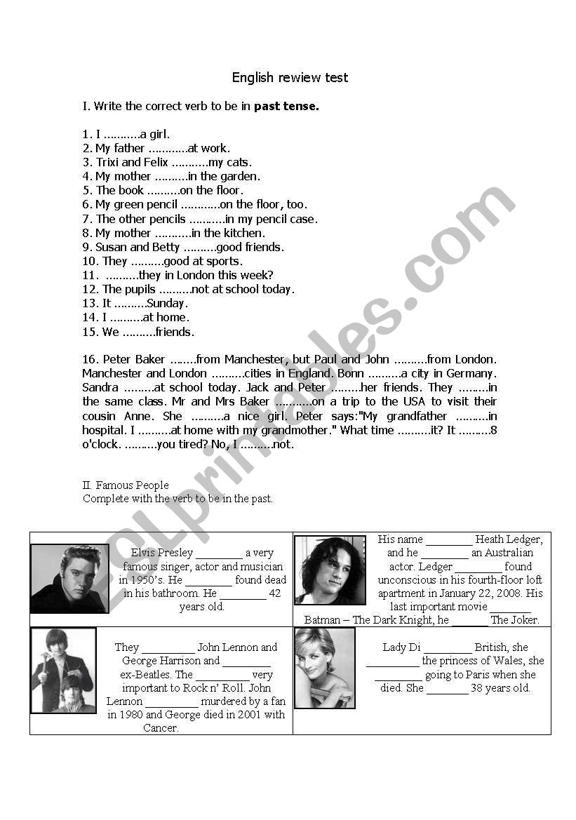 past tense worksheet