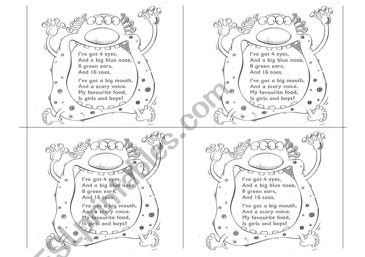 BODY POEM worksheet