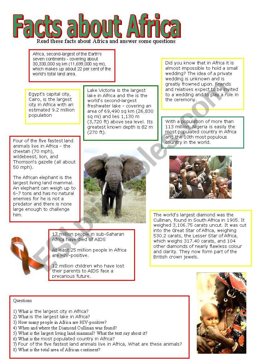 Facts about Africa worksheet