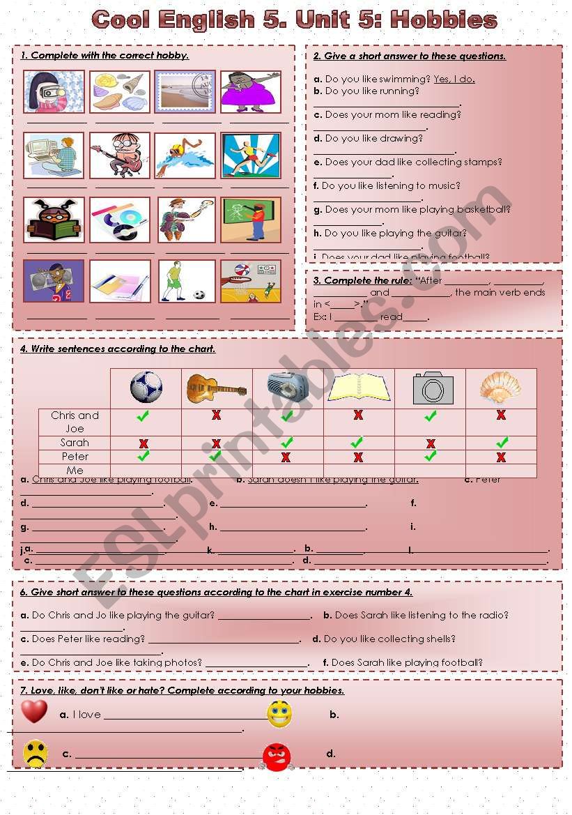 Cool English 5. Unit 5: Hobbies