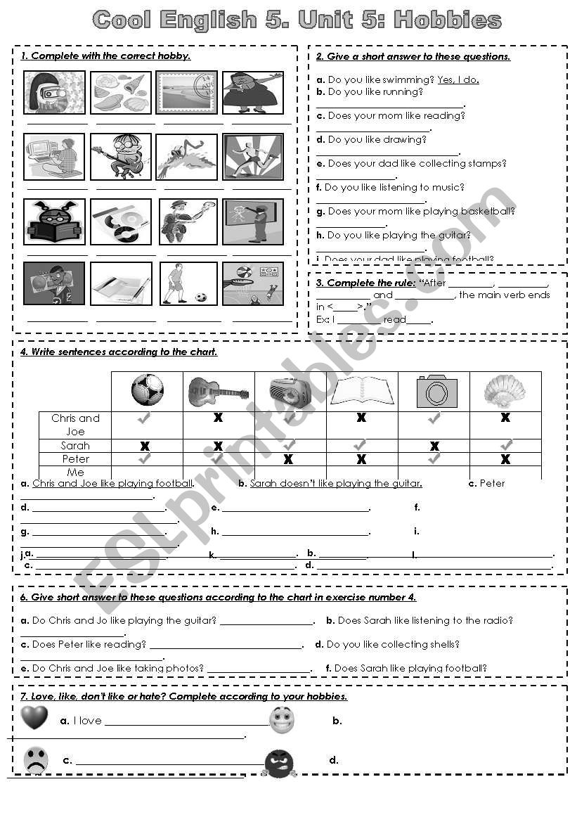 Cool English 5. Unit 5: Hobbies