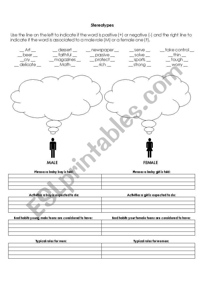 Gender Stereotypes worksheet