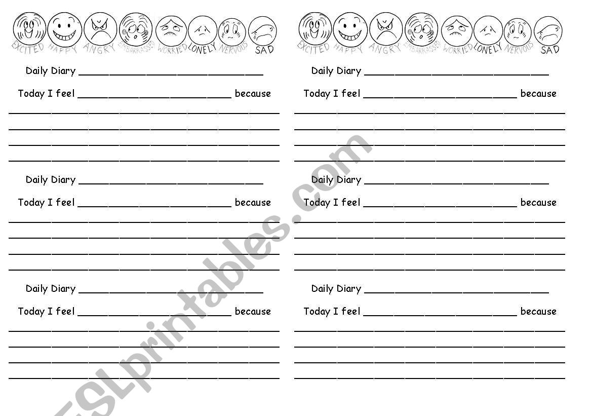Daily Diary Template worksheet