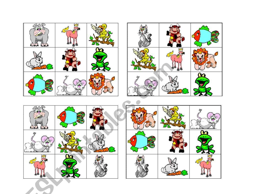 BINGO - ANIMALS worksheet