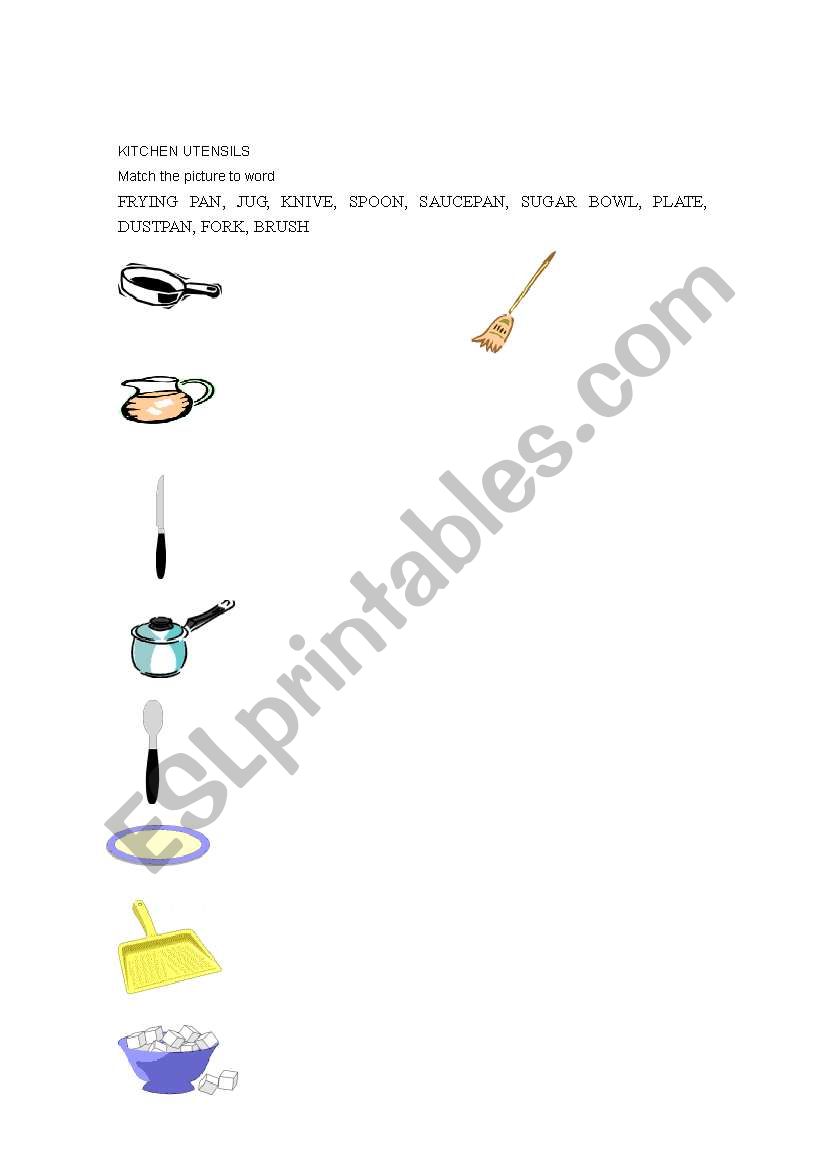 Ktchen utensils worksheet