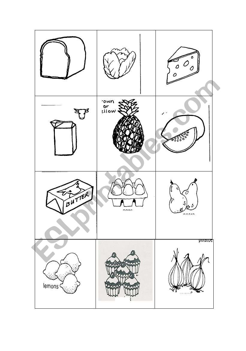 food memory worksheet