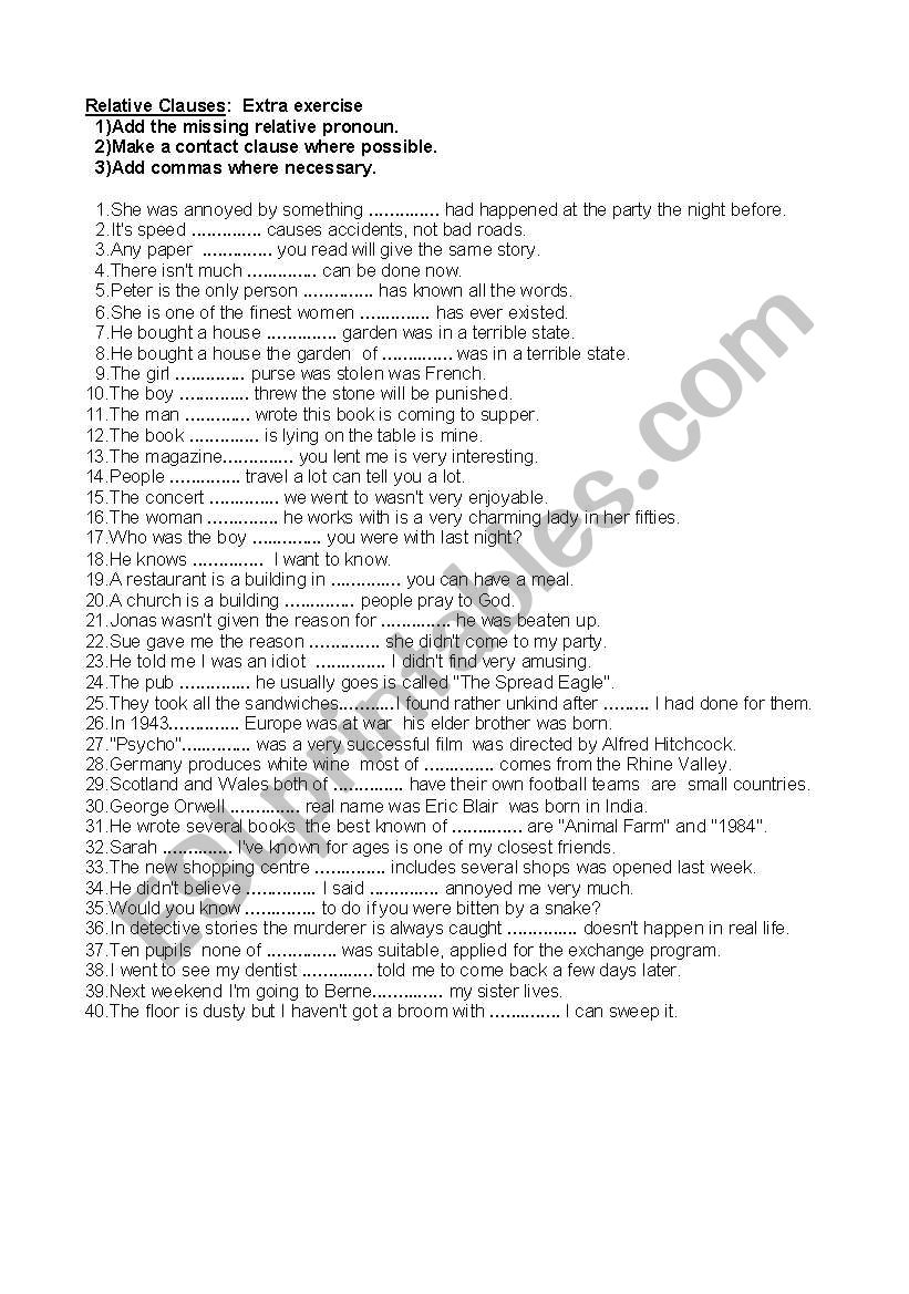 relative clauses 3 worksheet