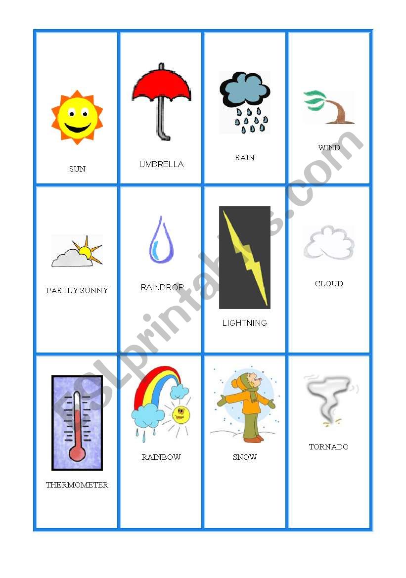 flashcards weather worksheet