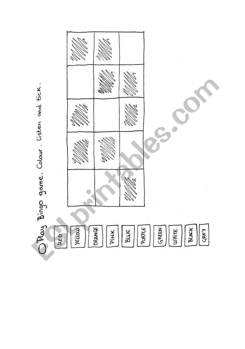 bingo game worksheet