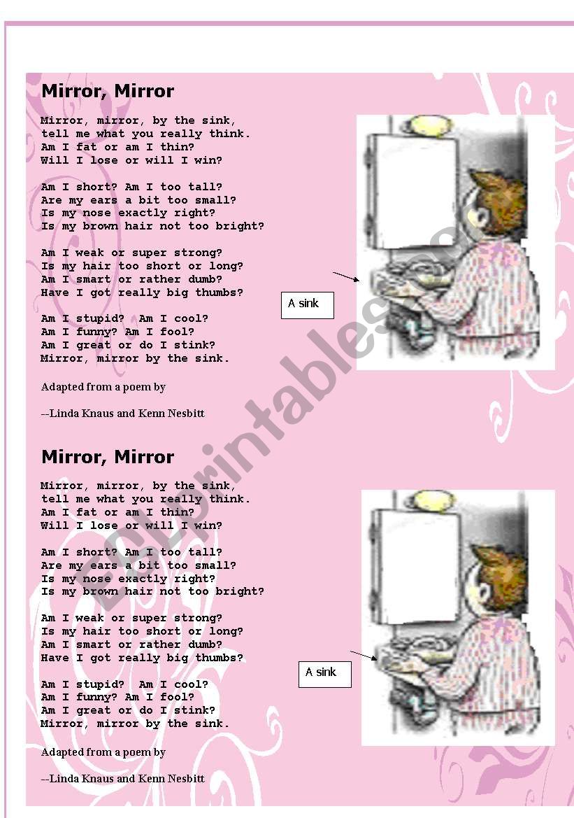 poem Mirror worksheet