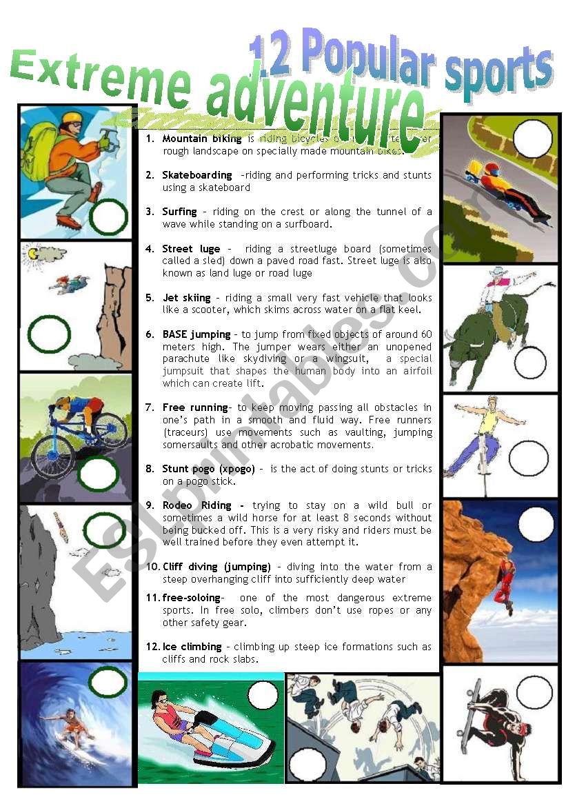 EXTREME ADVENTURE 3 worksheet