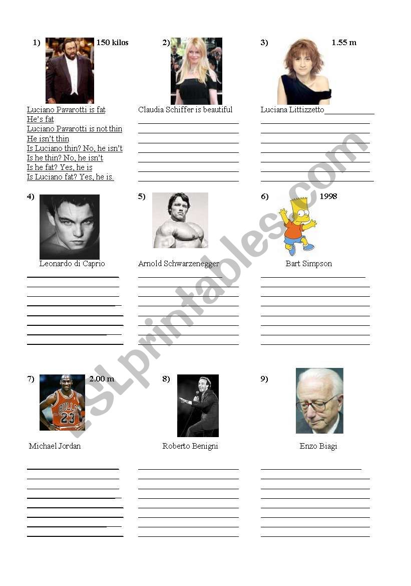 describing people worksheet